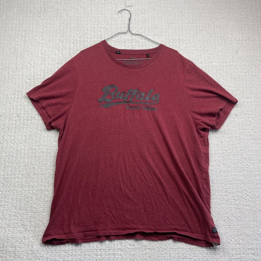 Y2K Buffalo David Bitton Red T-Shirt Men Sz XL Retro Graphic Logo Print Black